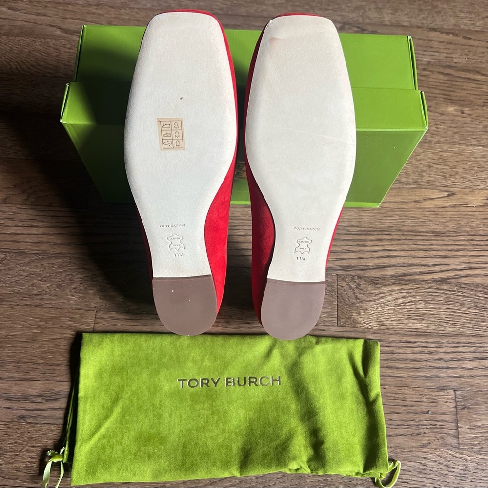 Tory Burch Suede Red Georgia Ballet Flats - Picture 7 of 11